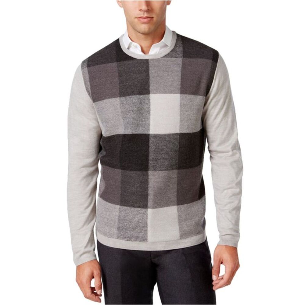 Ryan Seacrest Mens Plaid-Front Pullover Sweater, NWT